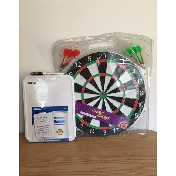 New Adult Dart Board with 6 Darts & Dry Erase Board Great Gift!! - Picture 1 of 5